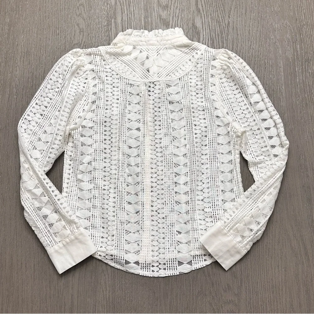 Anthropologie Meadow Rue Lace Button-Down Blouse | Size 6 - Picture 6 of 10